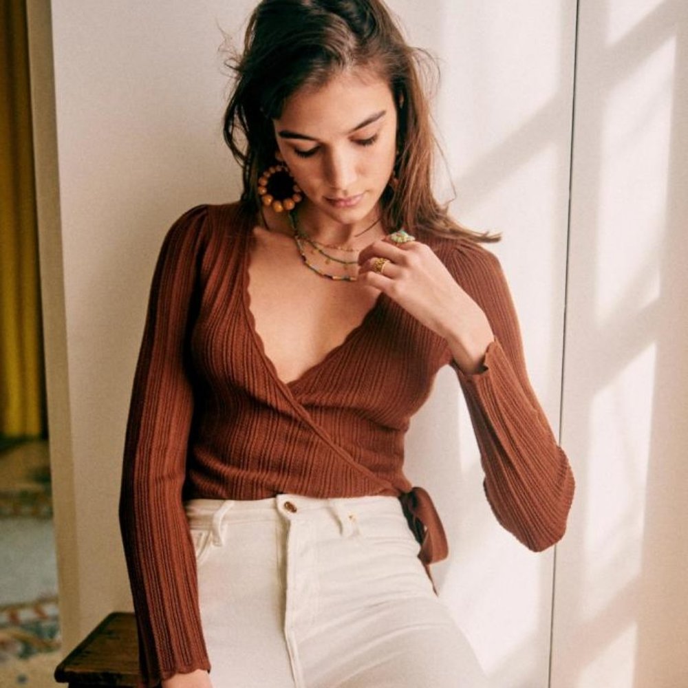 Sezane Solweig Jumper in Hazelnut, XS